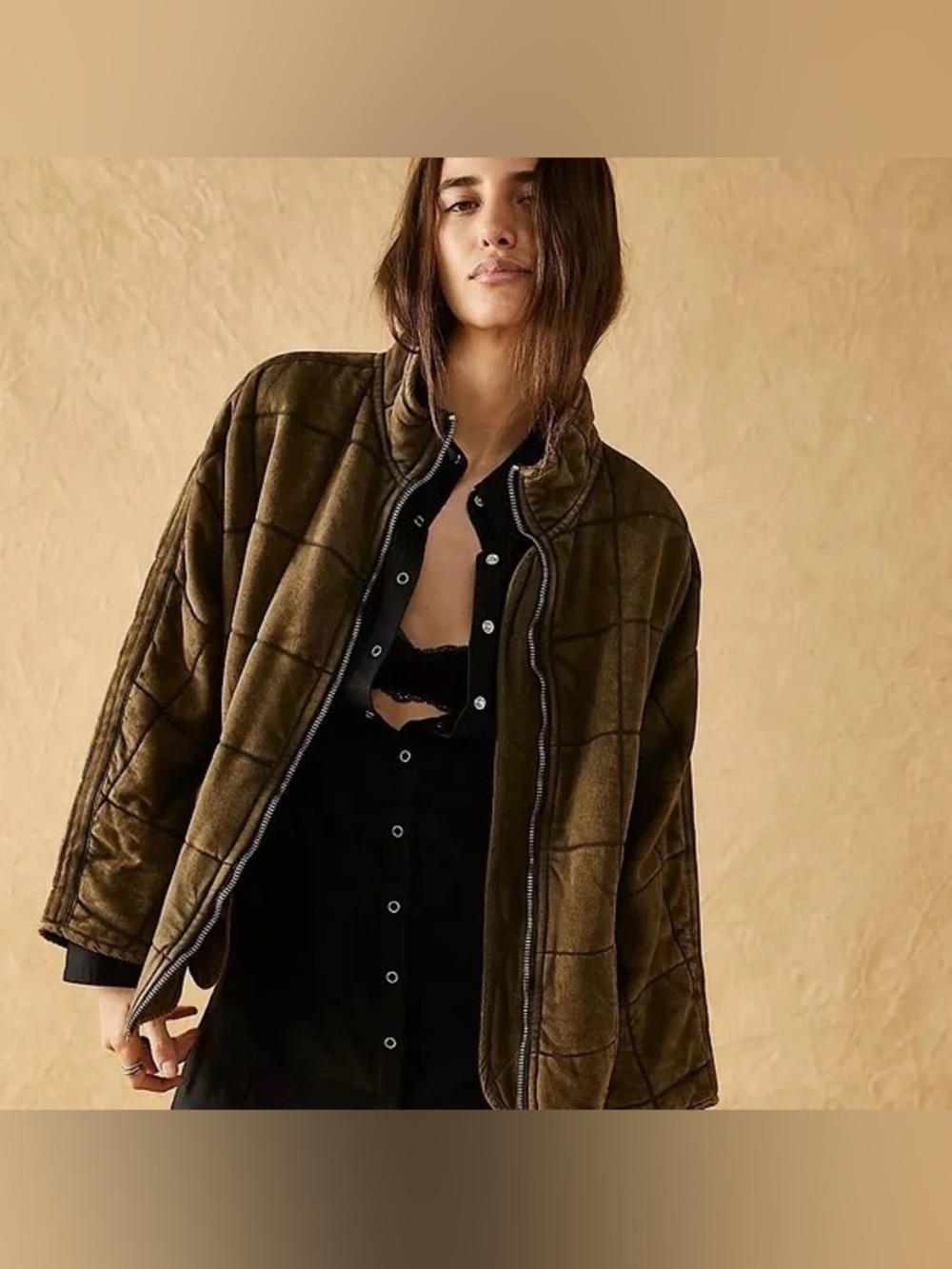 Free People Women’s quilted dolman jacket Size XS in Brown Cottagecore BOHO